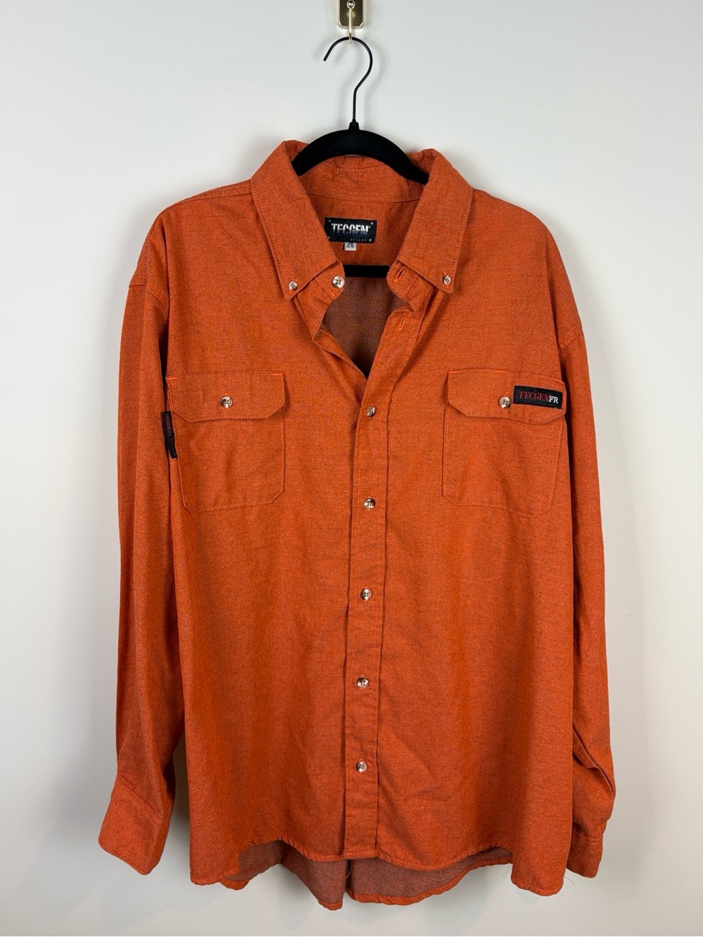 Tecgen NSA Button Down Work Shirt Orange Mens 2XL 5.5oz Select Twill FR